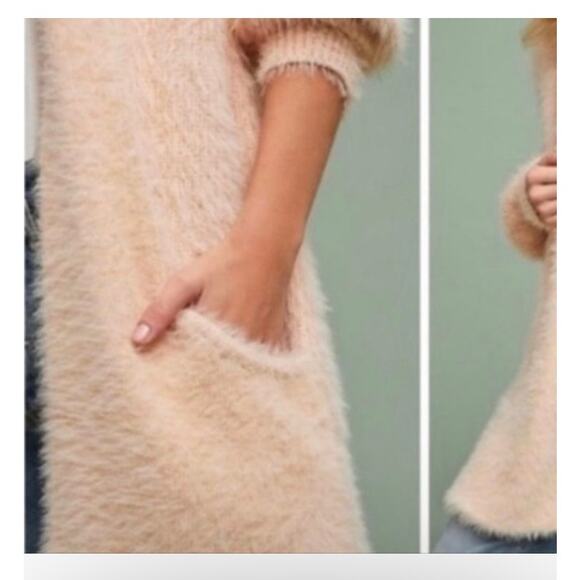 EUC Anthropologie Knitted & Knotted Pink Fuzzy Eyelash Cardigan XS Oversized Fit - Picture 5 of 14